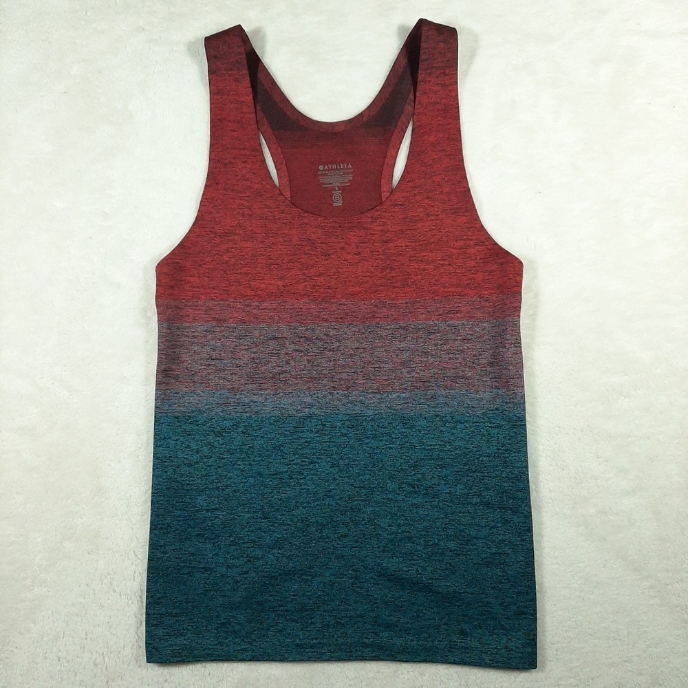 Athleta Ombre Relay Racerback Tank Top Lightweight Stretch Red Blue Women's Sz S